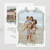 Watercolor Grandmillenial Pastel Bloemenguirlande  Feestdagenkaart (Voorkant / Achterkant)