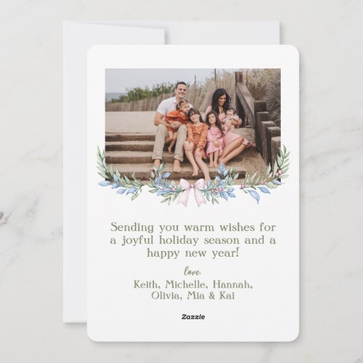 Watercolor Grandmillenial Pastel Bloemenguirlande  Feestdagenkaart (Achterkant)