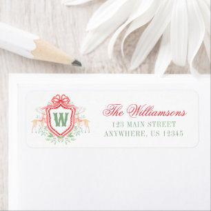 Watercolor Grandmillennial Rendier Monogram Wapen Etiket