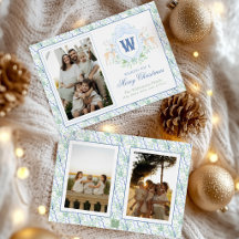Watercolor Grandmillennial Rendier Monogram Wapen