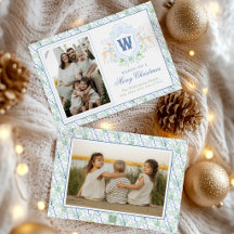 Watercolor Grandmillennial Rendier Monogram Wapen