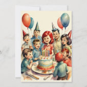 Watercolor Grappige Strip Verjaardagsscène Kaart (Achterkant)