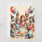 Watercolor Grappige Strip Verjaardagsscène Kaart (Achterkant)