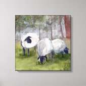 Watercolor Grazing Schapen Canvas Afdruk (Voorkant)