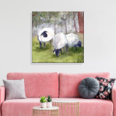 Watercolor Grazing Schapen Canvas Afdruk (Insitu (Woonkamer))
