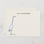 Watercolor Great Blue Heron Monogram Birdwatcher Notitiekaartje (Voorkant / Achterkant)