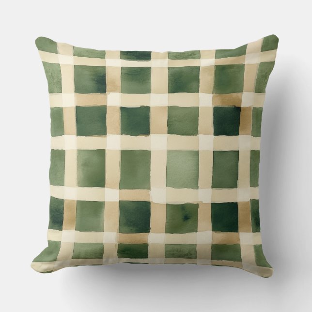 Watercolor Green Abstract Throw Pillow  Kussen (Voorkant)