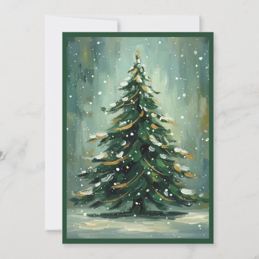 Watercolor Green Christmas Tree Winter Holiday Feestdagenkaart (Voorkant)