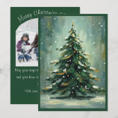 Watercolor Green Christmas Tree Winter Holiday Feestdagenkaart (Voorkant / Achterkant)