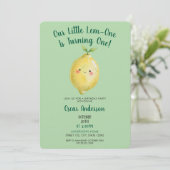 Watercolor Green Cute Lemon First Birthday Kaart (Staand voorkant)
