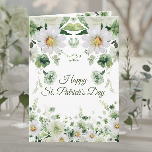Watercolor Green Floral Happy St. Patrick's Day Kaart
