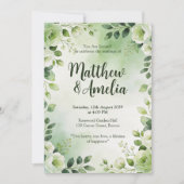 Watercolor Green Floral Wedding Invitation Kaart (Voorkant)