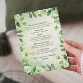 Watercolor Green Floral Wedding Invitation Kaart