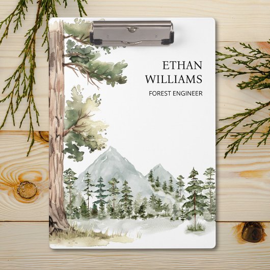 Watercolor Green Forest Landscape Personalized Klembord