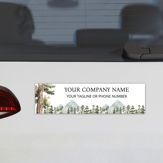 Watercolor Green Forest Personalized Business Bumpersticker