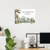 Watercolor Green Forest Personalized Business Poster (Thuiskantoor)