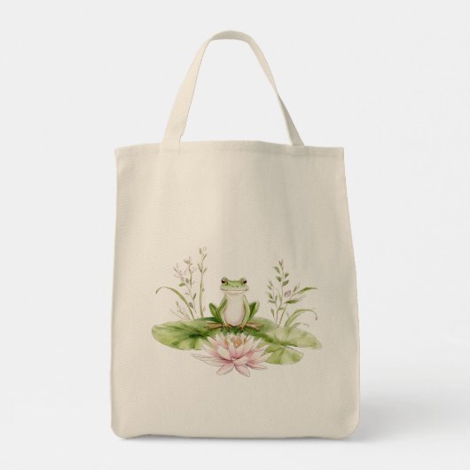 Watercolor Green Frog  Tote Bag (Achterkant)