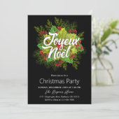 Watercolor Green Holly Christmas Holiday Party Kaart (Staand voorkant)
