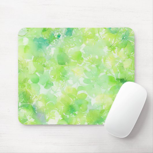 Watercolor Green Leaf Abstract Pattern Muismat (Met muis)