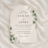 Watercolor Green Leaf Elegance Arch Wedding Kaart