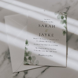 Watercolor Green Leaf Elegance Wedding Kaart