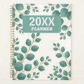 Watercolor Green Leaves Custom Planner (Voorkant)