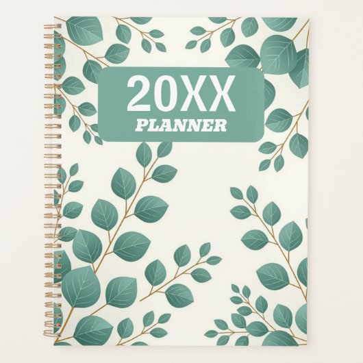 Watercolor Green Leaves Custom Planner (Voorkant)