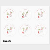 Watercolor Green & Red Ornaments Holiday Ronde Sticker (Vel)