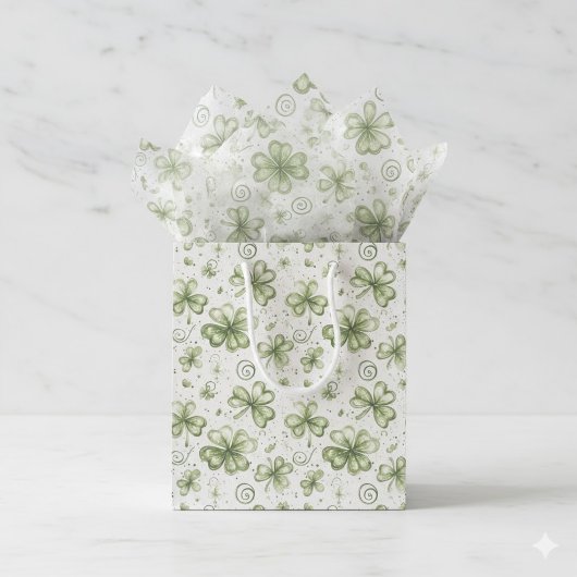 Watercolor Green Shamrock Pattern Tissue Paper Tissuepapier