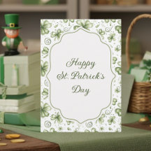 Watercolor Green Shamrocks Happy St. Patrick's Day