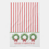 Watercolor Green Wreath With Red Gingham Bow Theedoek (Verticaal)