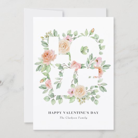 Watercolor Greenery and Roses Valentine's Day (Voorkant)