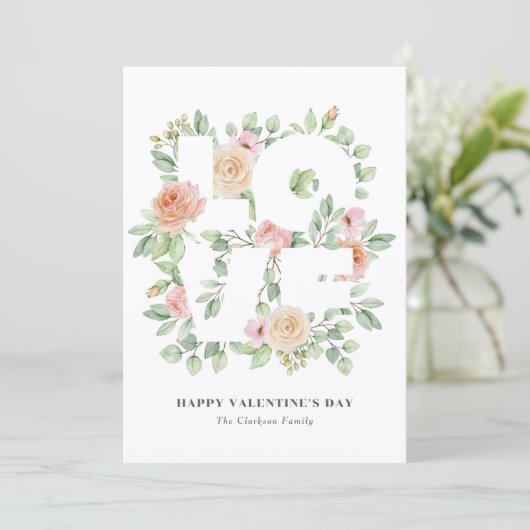 Watercolor Greenery and Roses Valentine's Day (Staand voorkant)