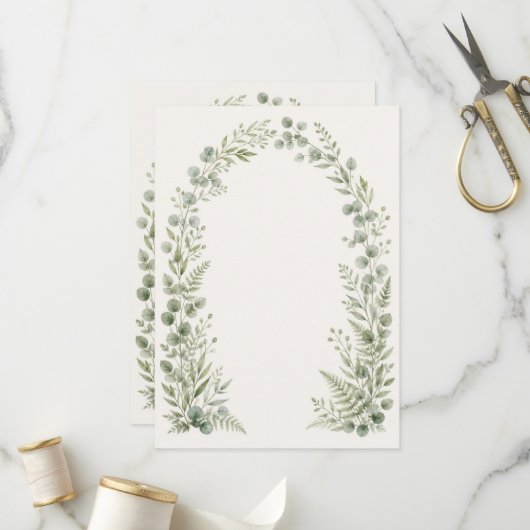 Watercolor Greenery Arch Wedding Program Programmakaart (Voorkant / Achterkant in situ)