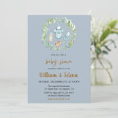 Watercolor Greenery Baby Boy Shower Invitation Kaart (Staand voorkant)