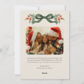 Watercolor Greenery Bow Merry Christmas Photo Feestdagenkaart (Achterkant)