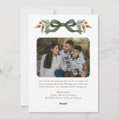 Watercolor Greenery Bow Merry Christmas Photo Feestdagenkaart (Achterkant)