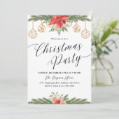 Watercolor Greenery Christmas Party  Kaart (Staand voorkant)