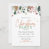 Watercolor Greenery Christmas Party Kaart (Voorkant)