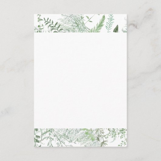 Watercolor Greenery Fern Rustic Wedding Informatiekaartje (Achterkant)