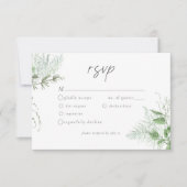 Watercolor Greenery Fern Rustic Wedding RSVP Kaartje (Voorkant)