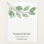 Watercolor Greenery Job Title Planner (Voorkant)