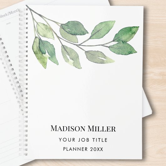 Watercolor Greenery Job Title Planner