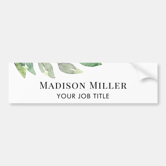 Watercolor Greenery Personalized Bumpersticker (Voorkant)