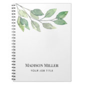 Watercolor Greenery Personalized Job Title Notitieboek (Voorkant)