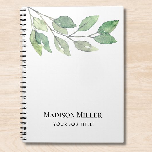 Watercolor Greenery Personalized Job Title Notitieboek