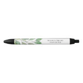 Watercolor Greenery Personalized Job Title Zwarte Inkt Pen (Voorkant)