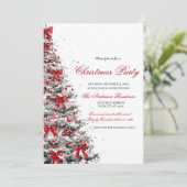 Watercolor Greenery Red Berries Christmas Party Kaart (Staand voorkant)