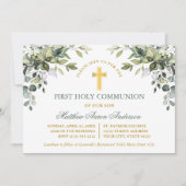 Watercolor Greenery Sage Green Gold Communion Kaart (Voorkant)