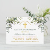 Watercolor Greenery Sage Green Gold Communion Kaart (Staand voorkant)